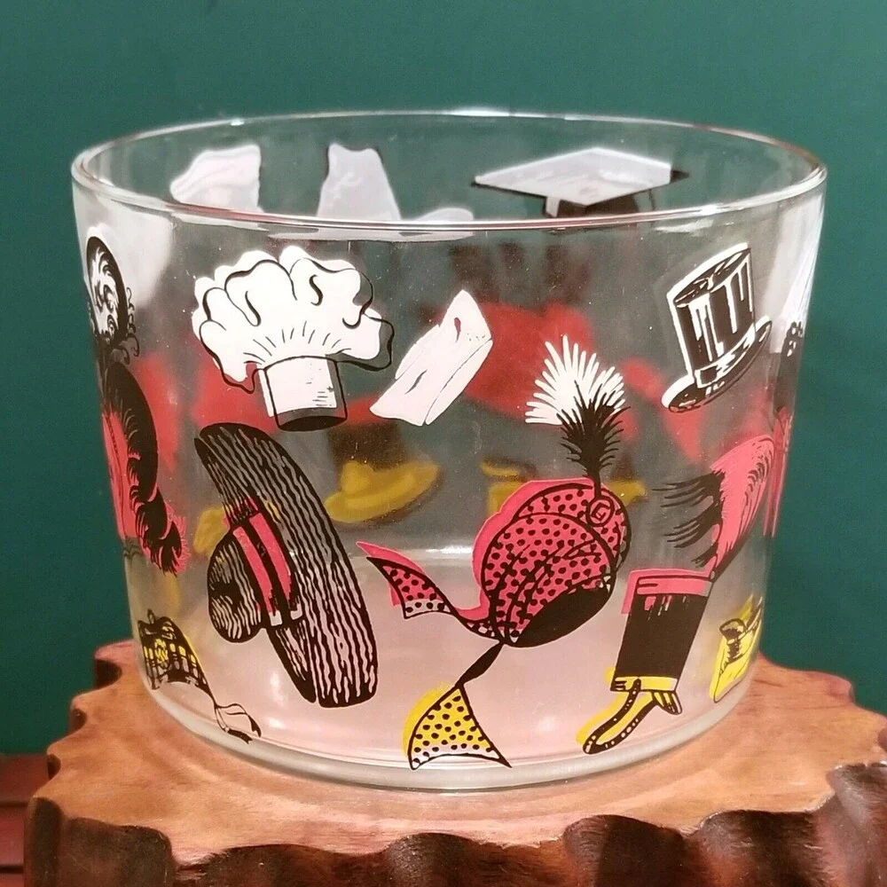Vintage Mid Century Hats Ice Bucket / Snack Bowl / Tip Bucket 4.25